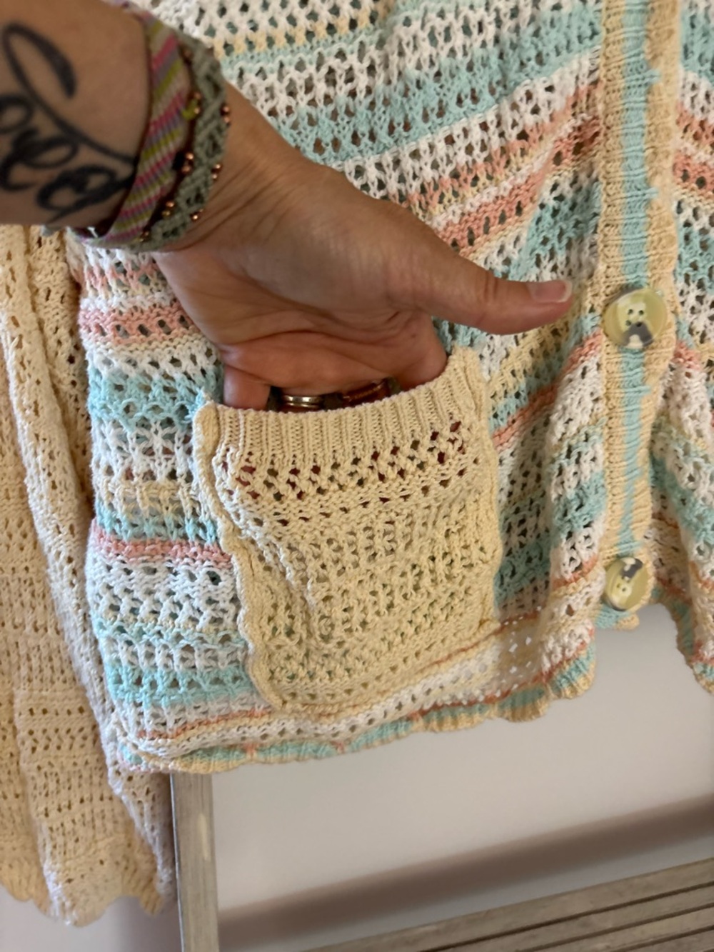 Women’s L crochet summer Cardigan boutique, beachy, costal grandma, cottagecore - Picture 6 of 16